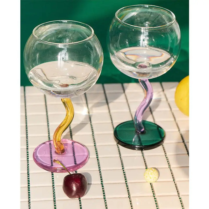 Twisted Stem Wine Glass for Colorful Table Styling