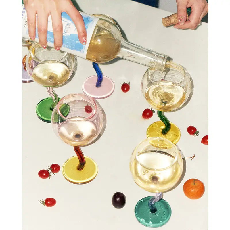 Twisted Stem Wine Glass for Colorful Table Styling