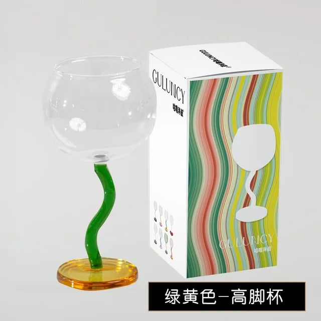 Twisted Stem Wine Glass for Colorful Table Styling