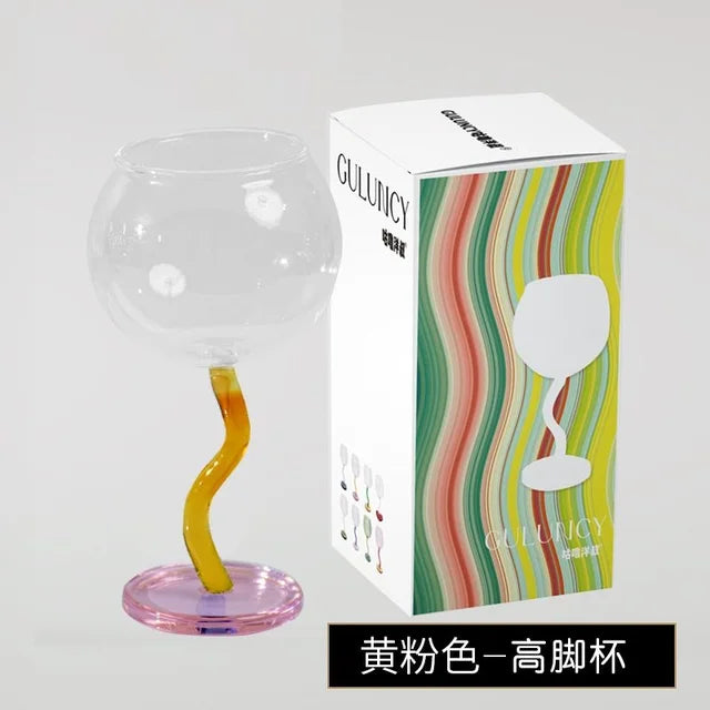 Twisted Stem Wine Glass for Colorful Table Styling