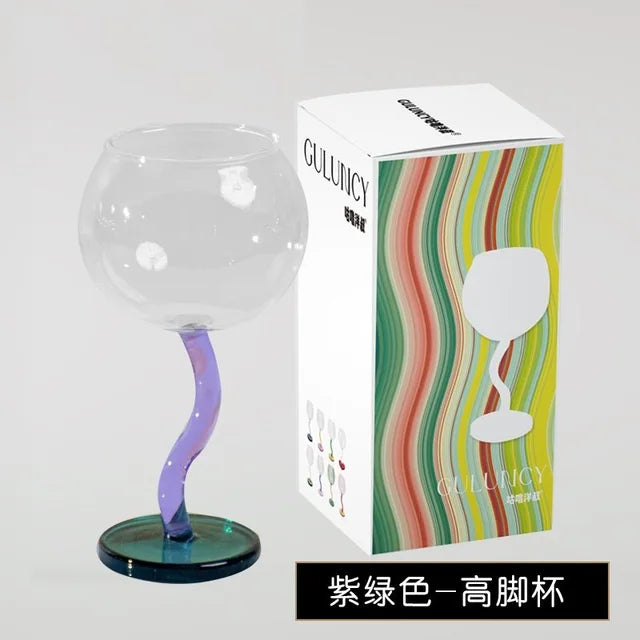Twisted Stem Wine Glass for Colorful Table Styling