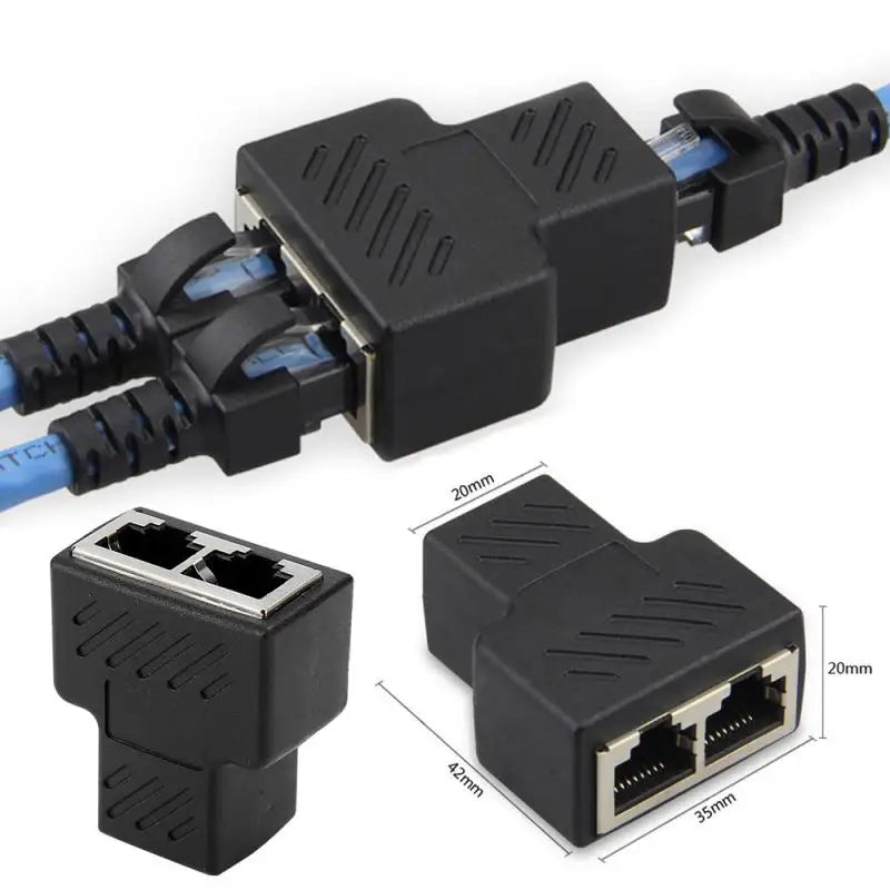 RJ45 Ethernet Splitter Coupler: 1 to 2 Port Adapter