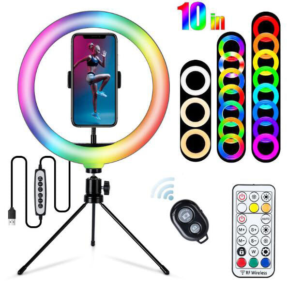 10-Inch RGB Selfie Ring Light with 33 Colors & Stand