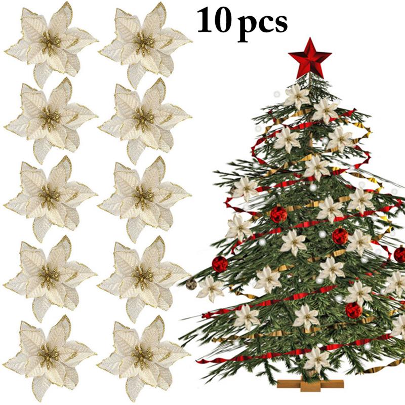 Christmas Poinsettia Ornaments for Elegant Tree Decor