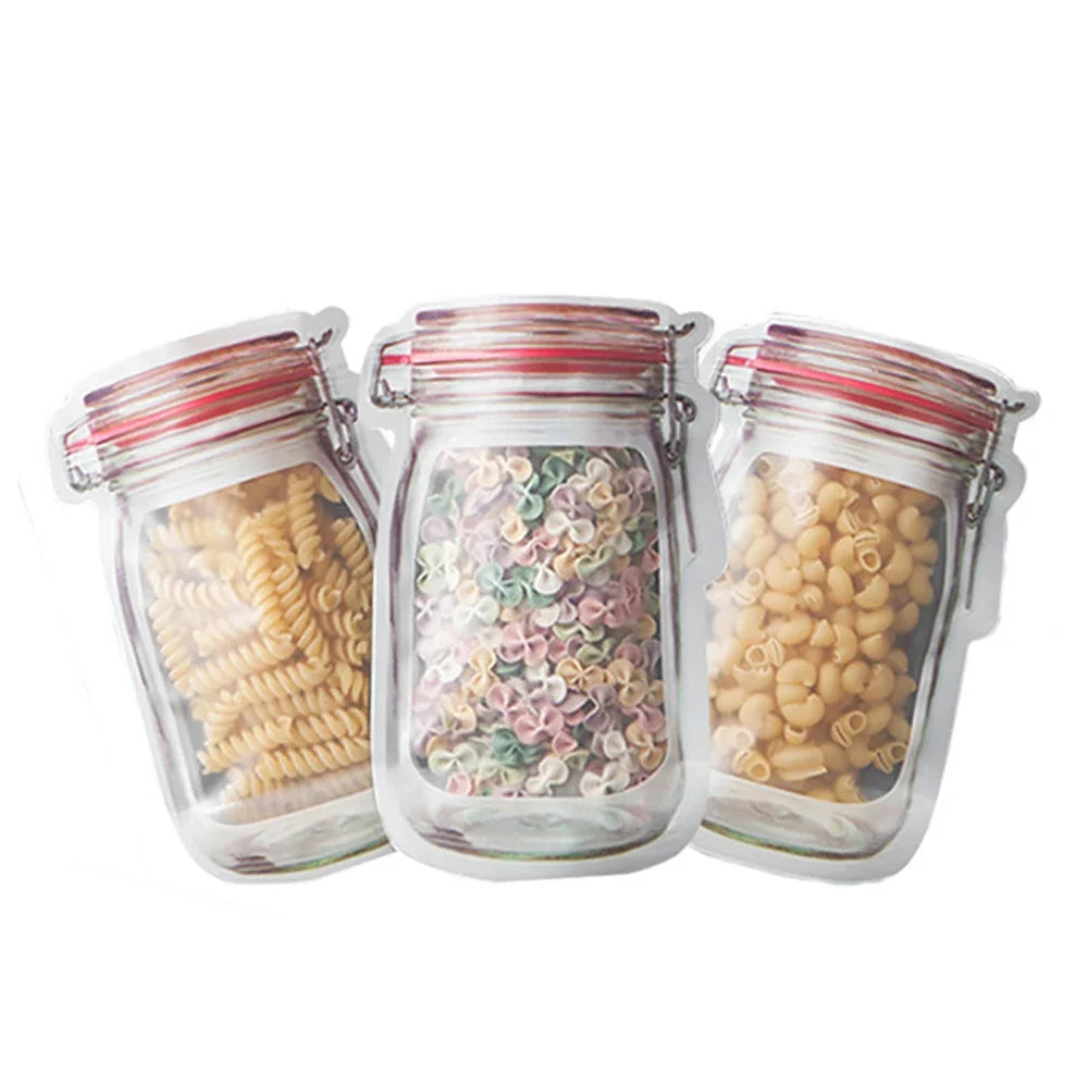 Reusable Mason Jar Snack Bags, 10-Pack Zip Storage
