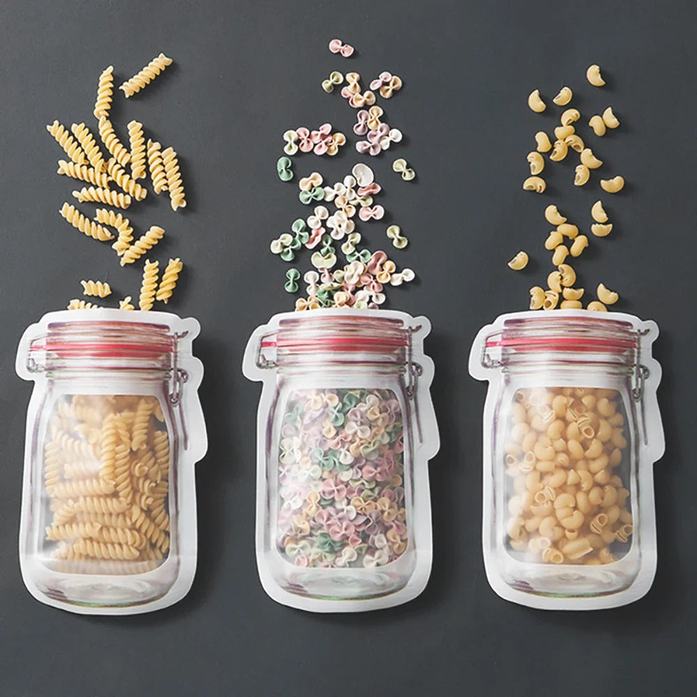 Reusable Mason Jar Snack Bags, 10-Pack Zip Storage