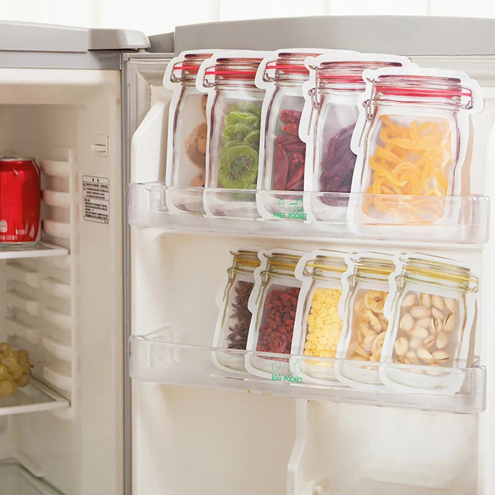 Reusable Mason Jar Snack Bags, 10-Pack Zip Storage