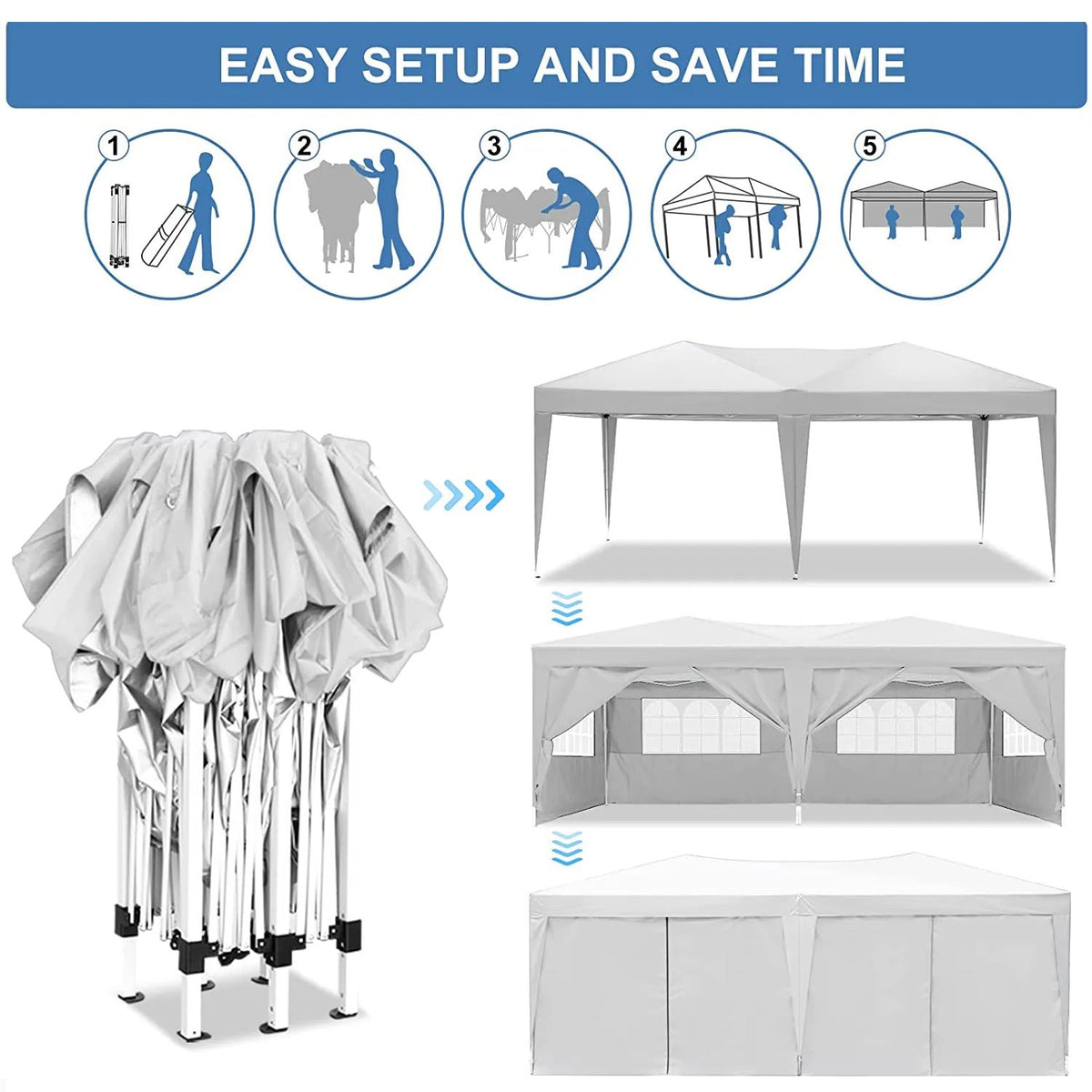 10x20 Pop-Up Canopy Tent with Detachable Side Walls