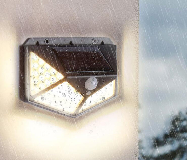 Solar Outdoor Wall Light with Motion Sensor, 100 LEDs