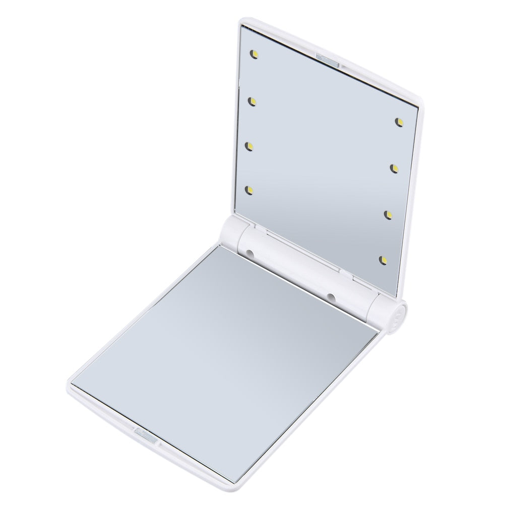 8-LED Compact Folding Mirror – Flawless Makeup Anywhere