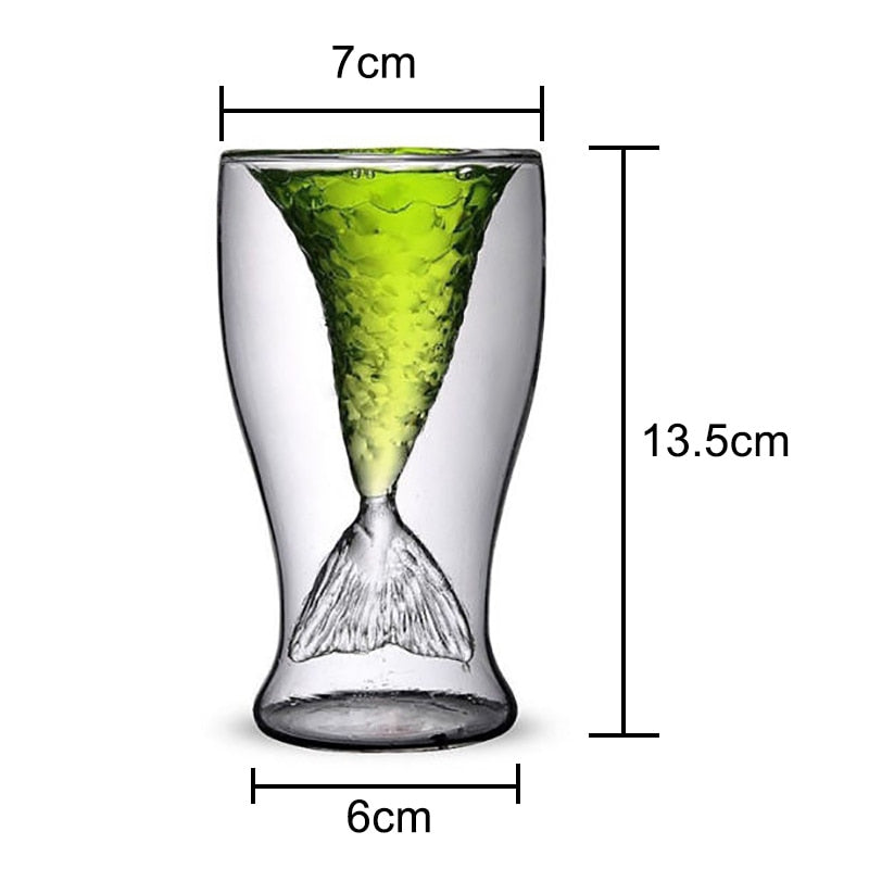 Mermaid Tail Double-Wall Glass Cup for Party Drinks