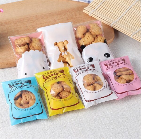Mason Jar Cookie Bags with Window, Self-Seal, 100 Pack