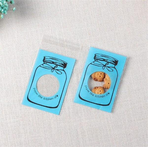 Mason Jar Cookie Bags with Window, Self-Seal, 100 Pack