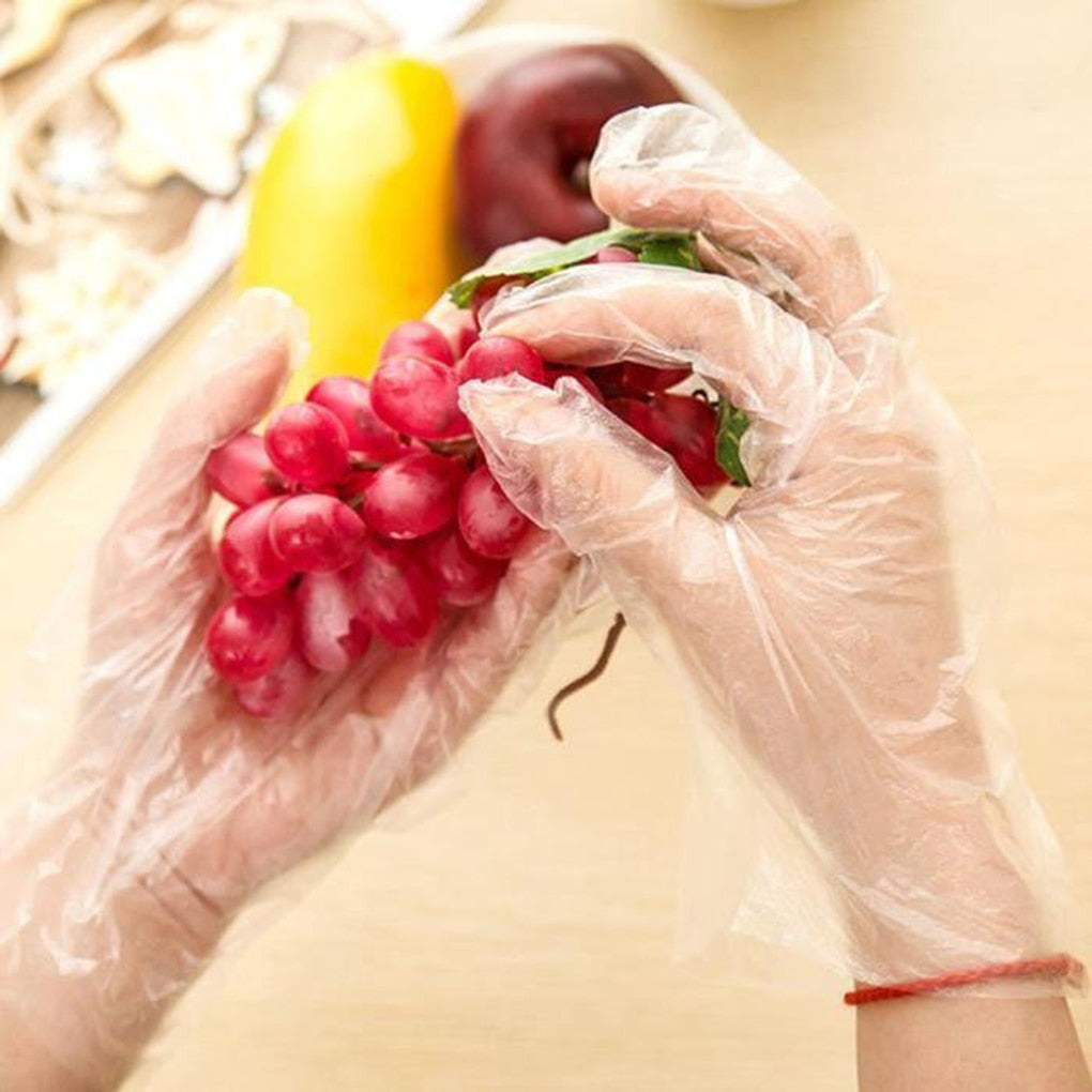 Disposable Plastic Gloves 100 Pack for Food Prep & BBQ