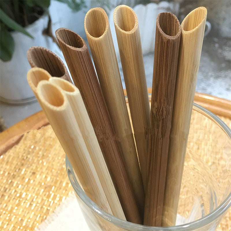 Carbonized Bamboo Smoothie Straws, Reusable Pointed Set