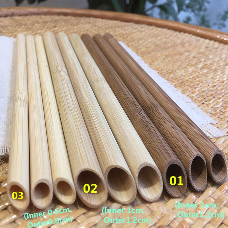 Carbonized Bamboo Smoothie Straws, Reusable Pointed Set