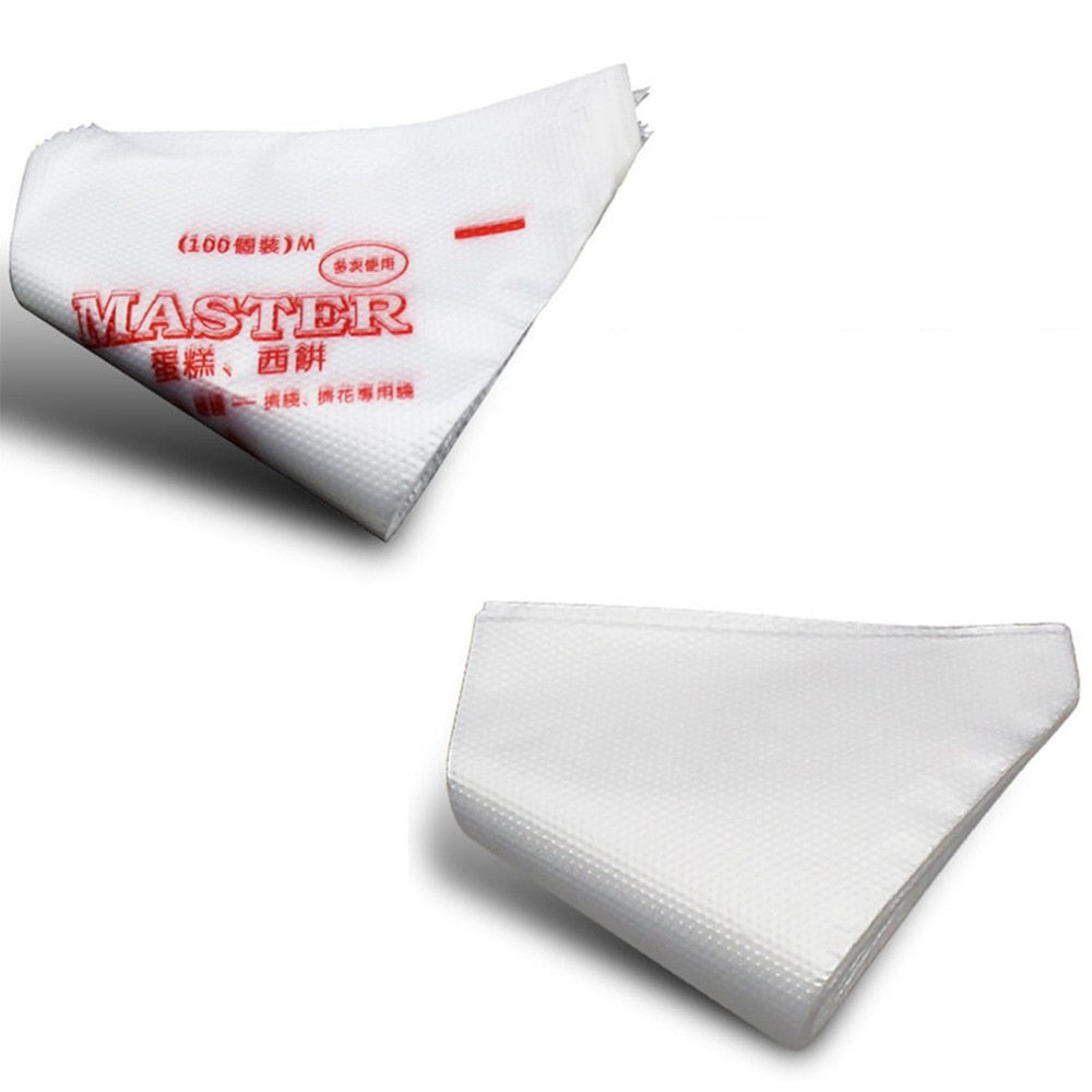 Disposable Piping Bags for Cake Decorating, 100 Pack