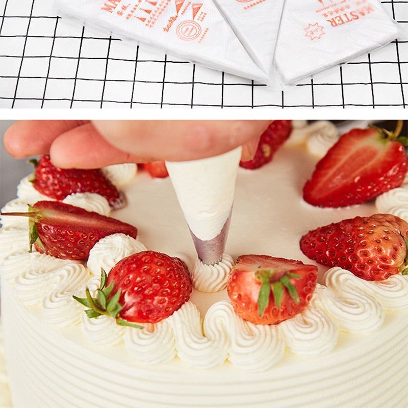 Disposable Piping Bags for Cake Decorating, 100 Pack
