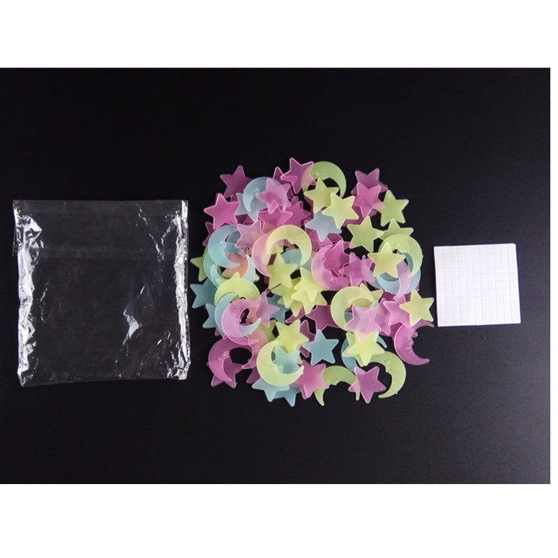 100-Piece Glow-in-the-Dark Moon & Star Stickers Room Decor