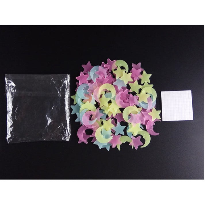 100-Piece Glow-in-the-Dark Moon & Star Stickers Room Decor