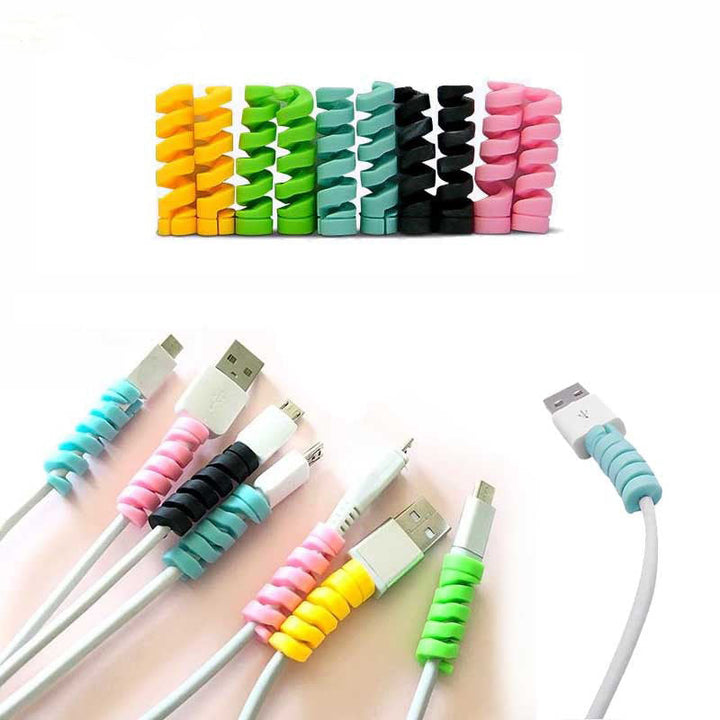 Spiral Silicone Cable Protectors 100 Pack for Phone Cords