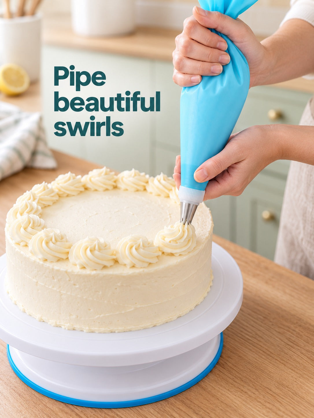 107-Piece Cake Decorating Kit with Turntable & Piping Tips