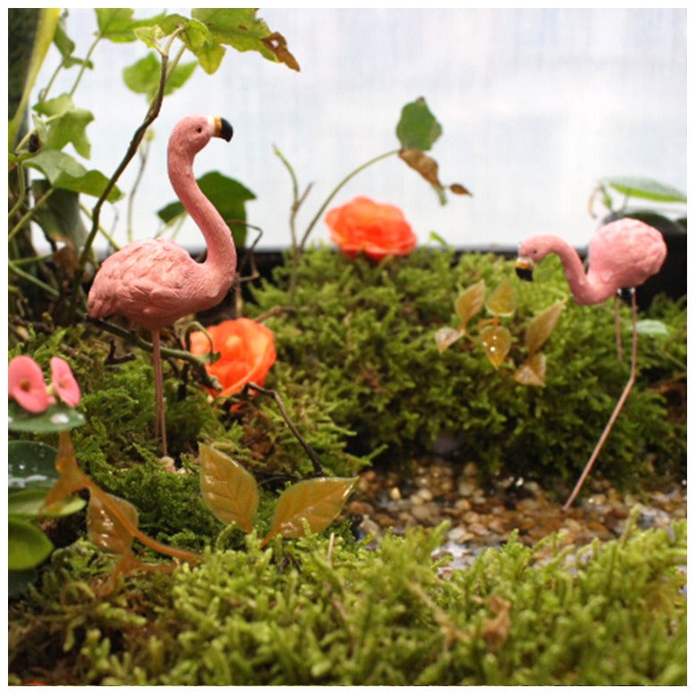 Pink Flamingo Garden Stakes Set of Four Decor