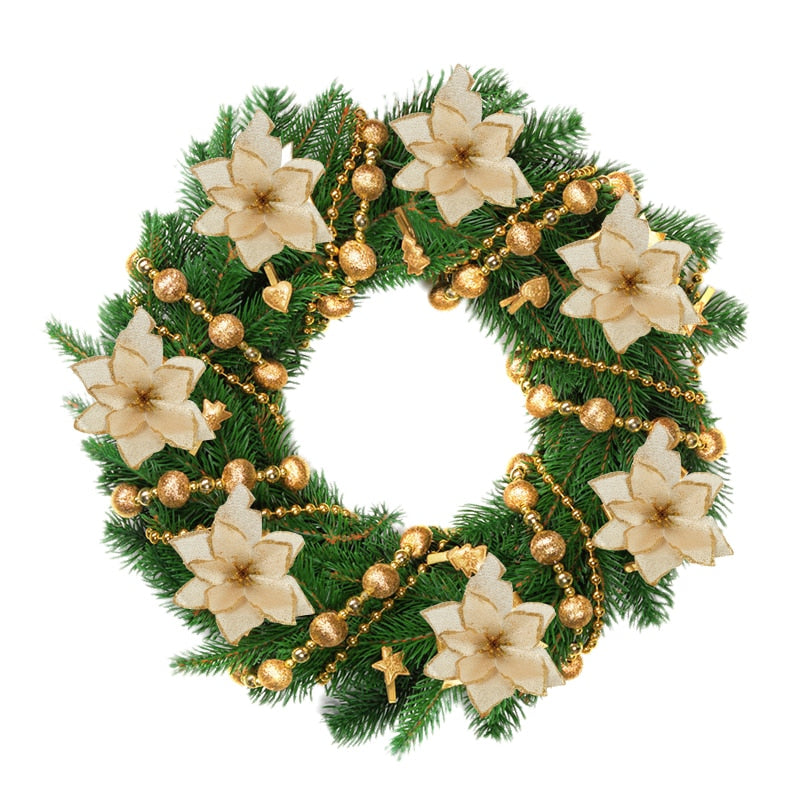 Red Glitter Poinsettia Christmas Tree Ornament Set