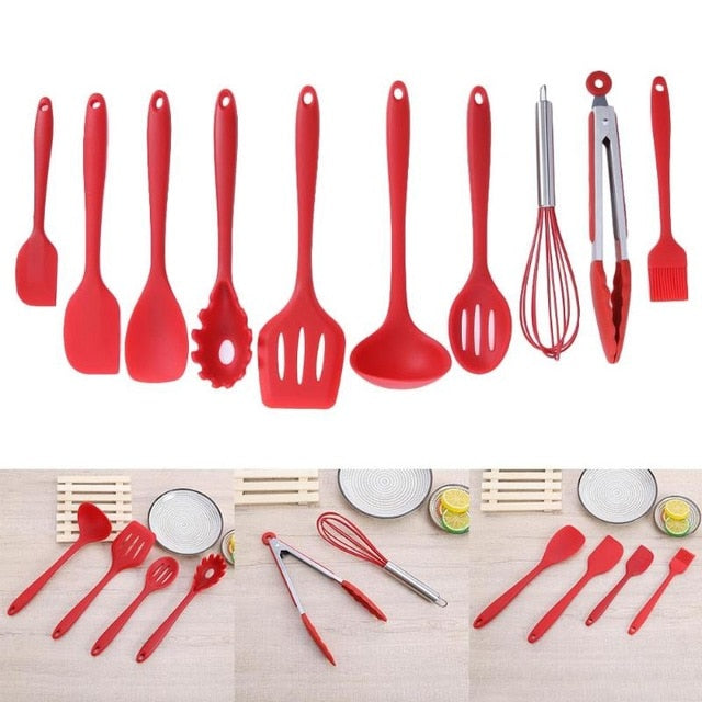 Silicone Nonstick Cooking Utensil Set, 10-Piece Kit
