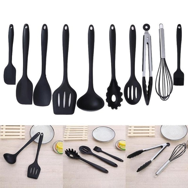 Silicone Nonstick Cooking Utensil Set, 10-Piece Kit