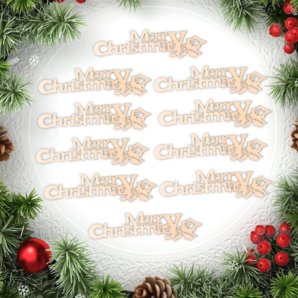 Wooden Christmas Craft Embellishments, 10-Piece Set