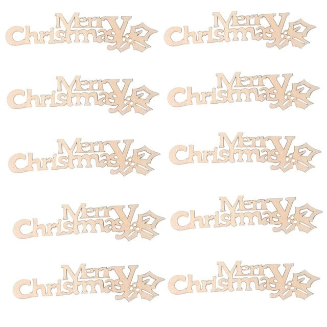 Wooden Christmas Craft Embellishments, 10-Piece Set