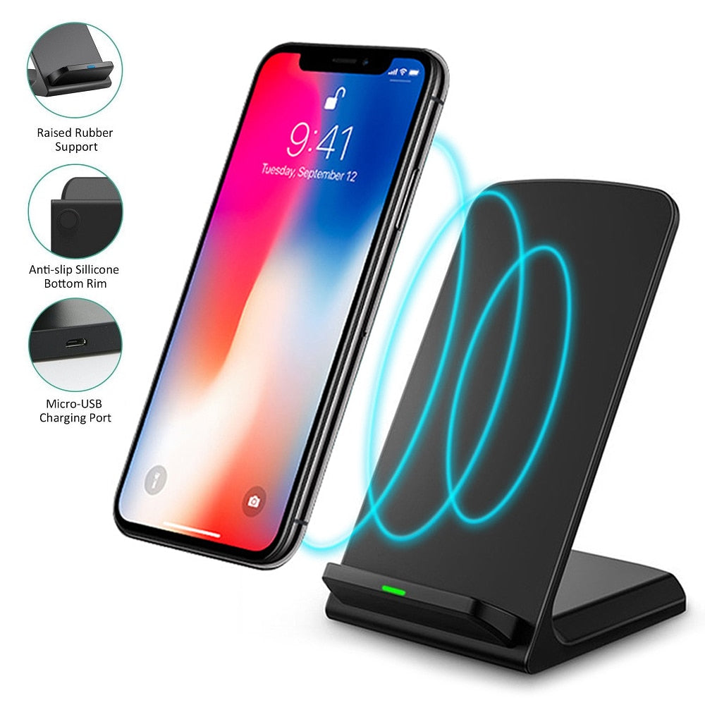 10W Fast Wireless Charging Stand for Desk and Nightstand