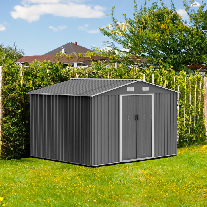10x8 Ft Metal Outdoor Storage Shed, Lockable Doors