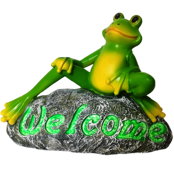 Resin Frog Garden Welcome Sign, Outdoor Yard Decor
