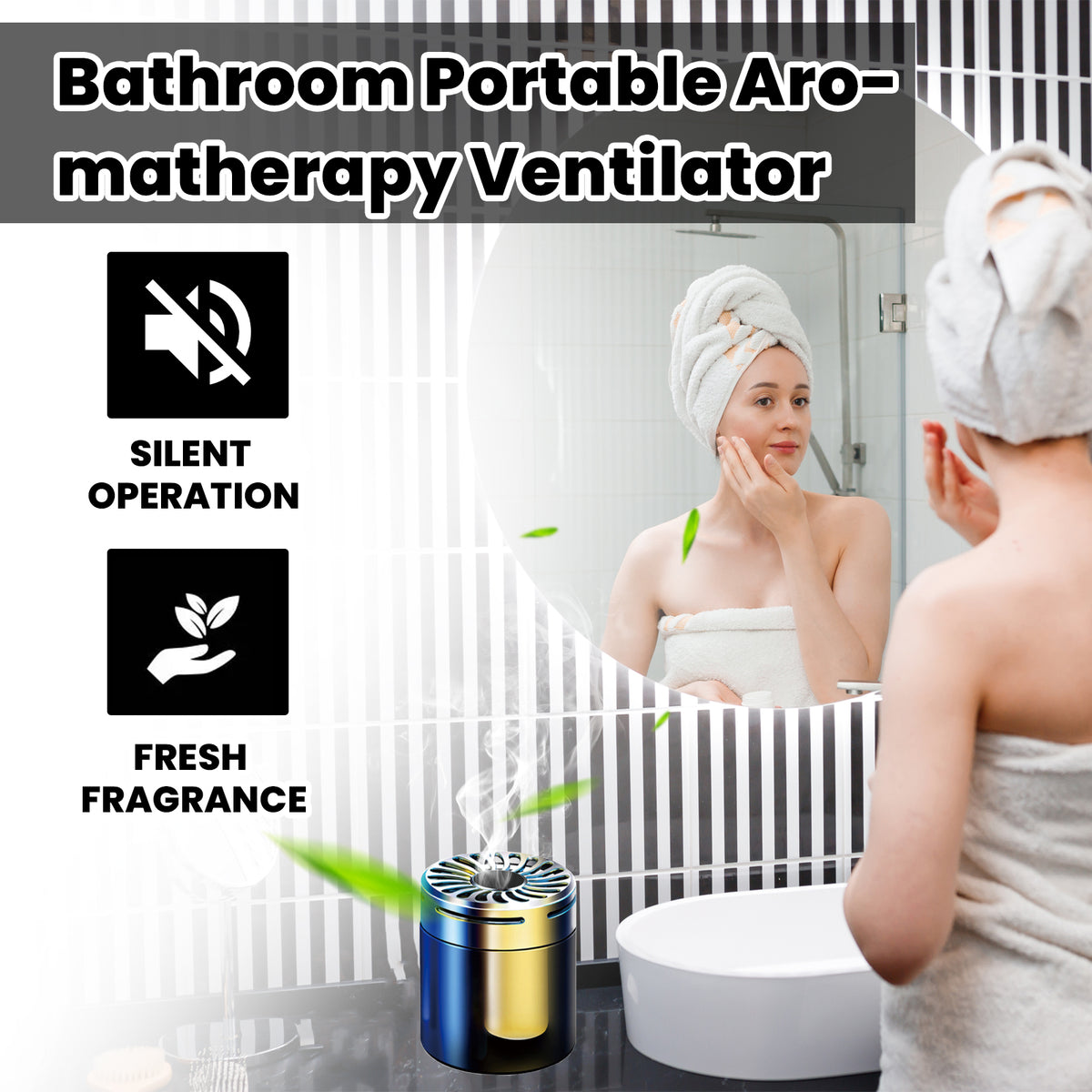 Portable Bathroom Ventilator for Quiet Fresh Fragrance