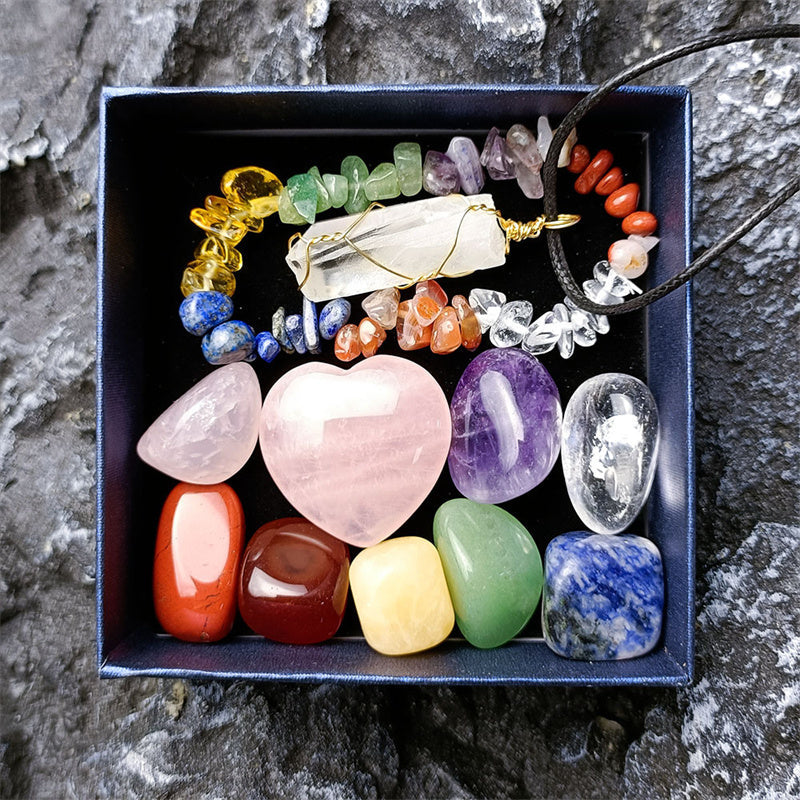 11-Piece Chakra Crystal Set for Colorful Bohemian Decor