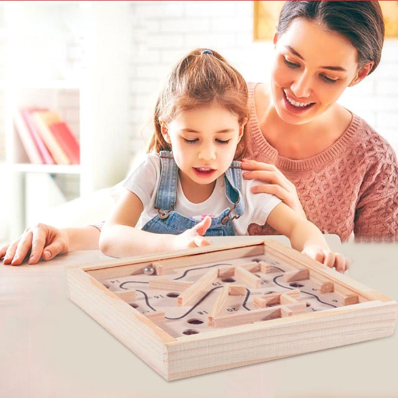 Wooden Labyrinth Board Game for Focused Screen-Free Play