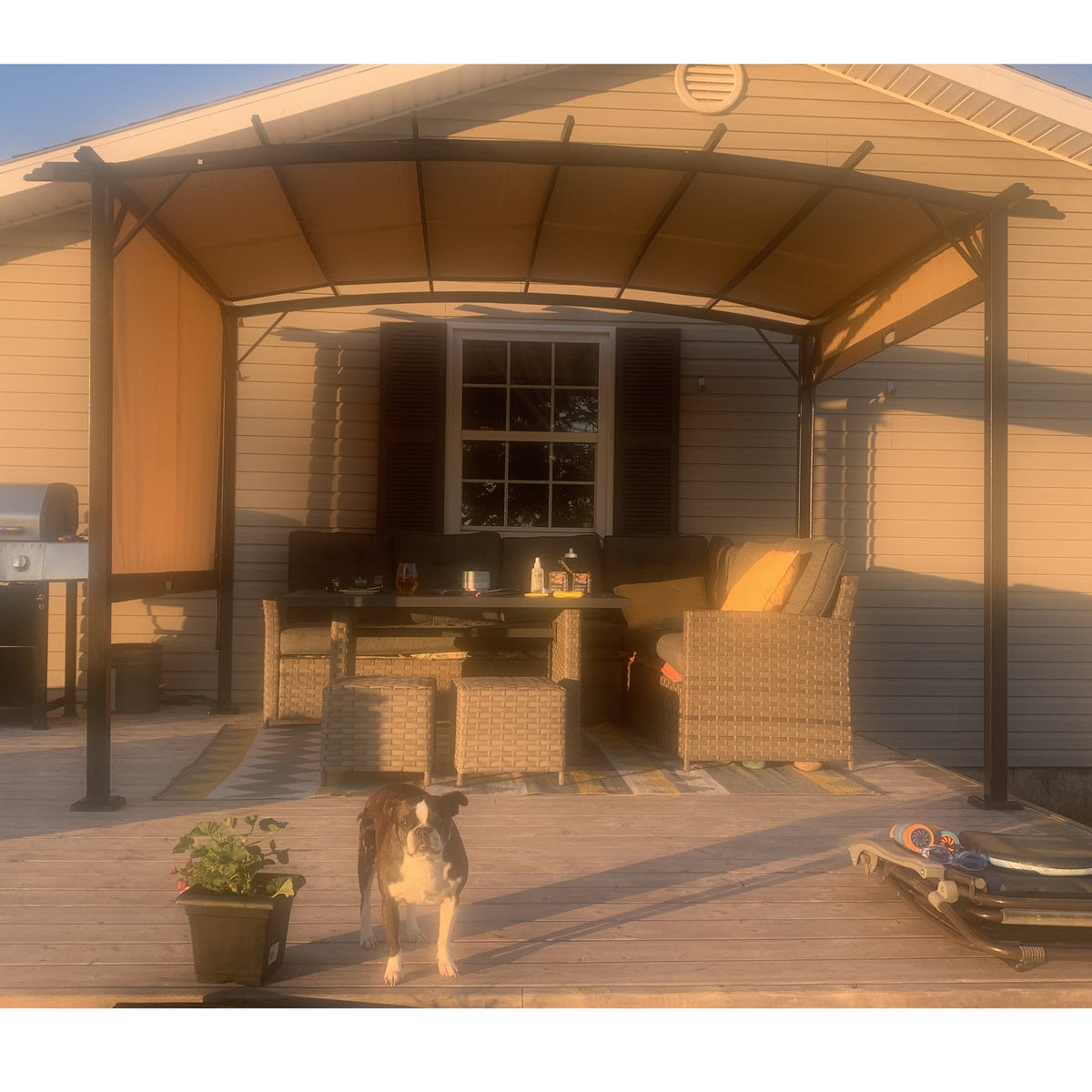 Retractable Pergola Gazebo 12x9 Ft Steel Patio Shade