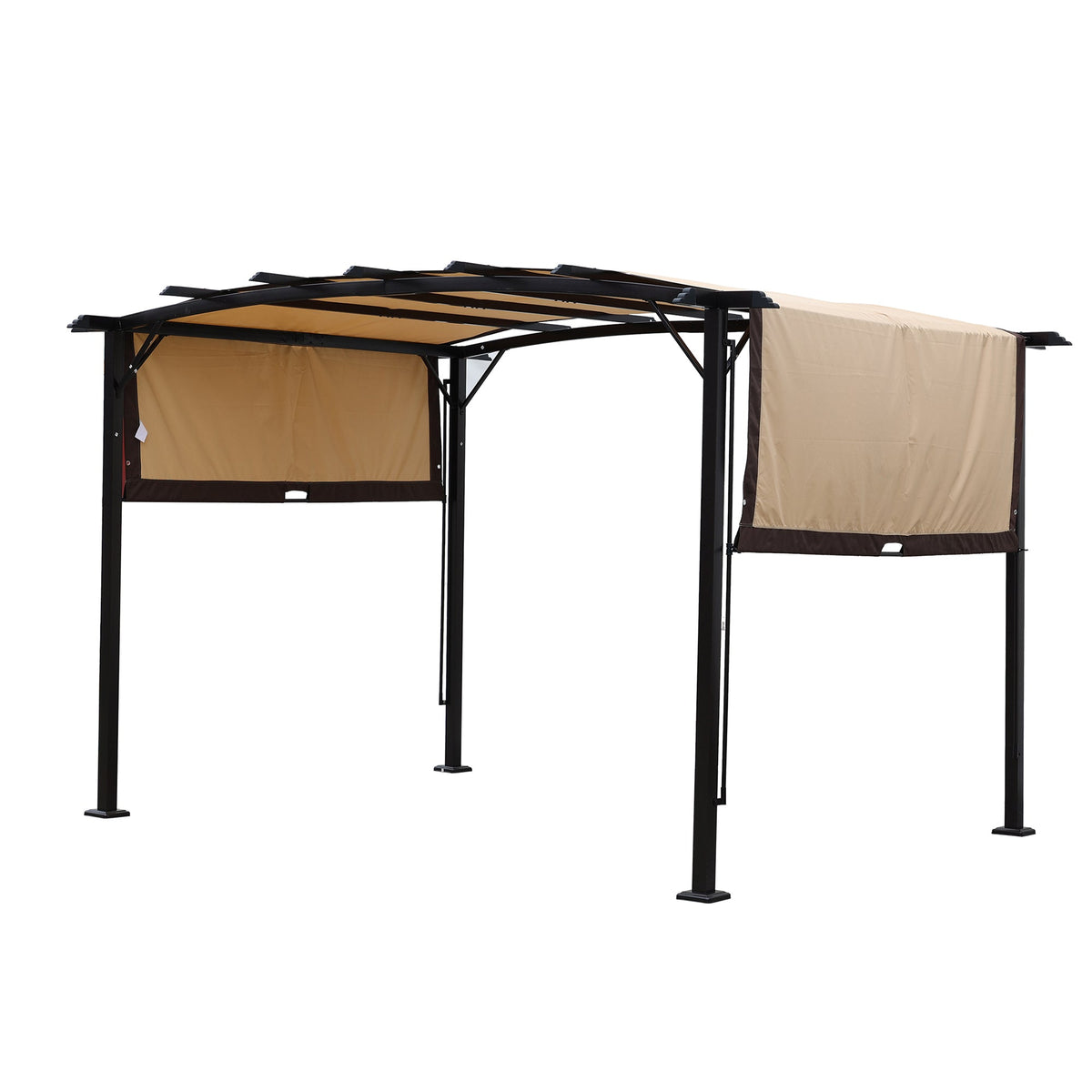 Retractable Pergola Gazebo 12x9 Ft Steel Patio Shade