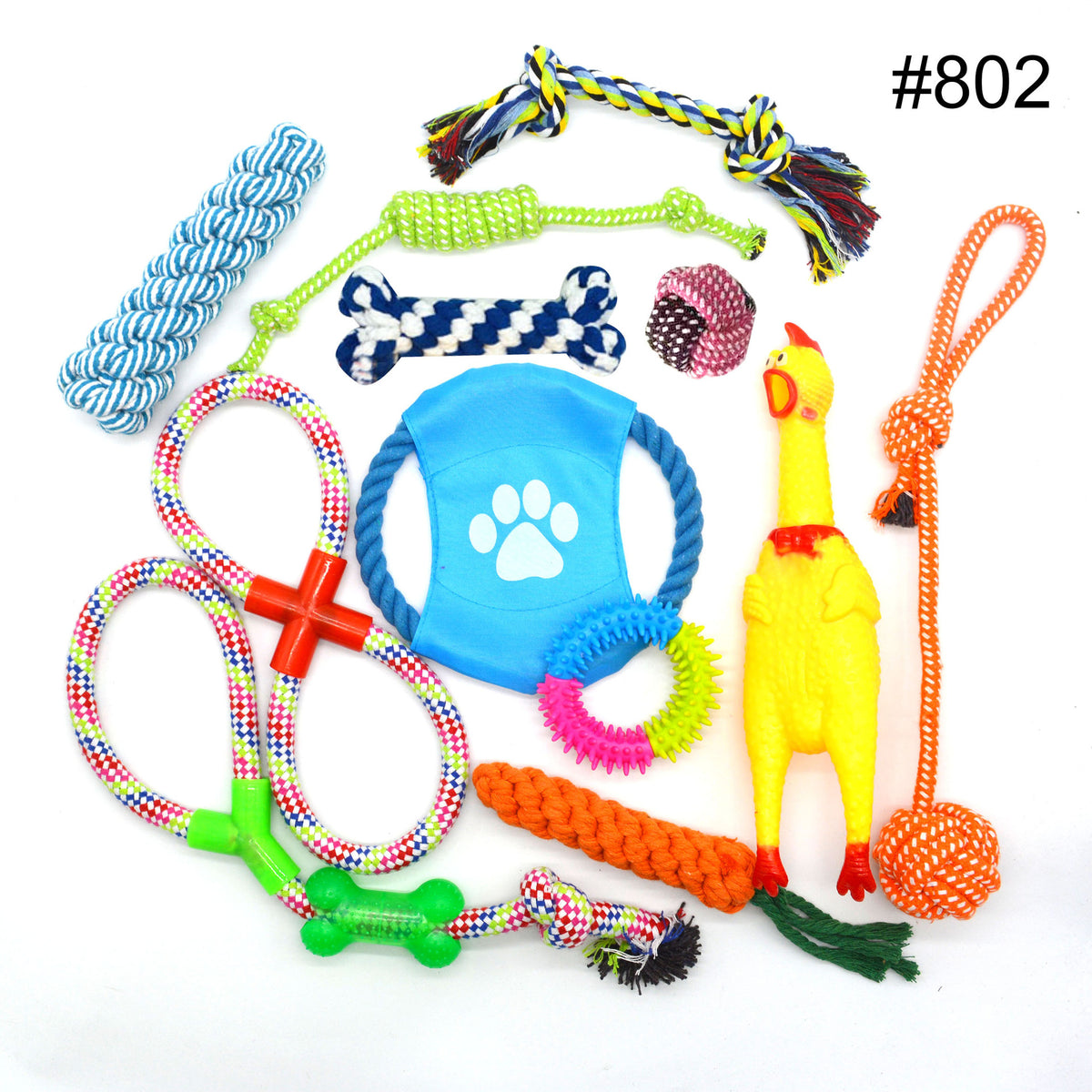 10-Piece Dog Toy Set for Chewing, Tugging & Fetch