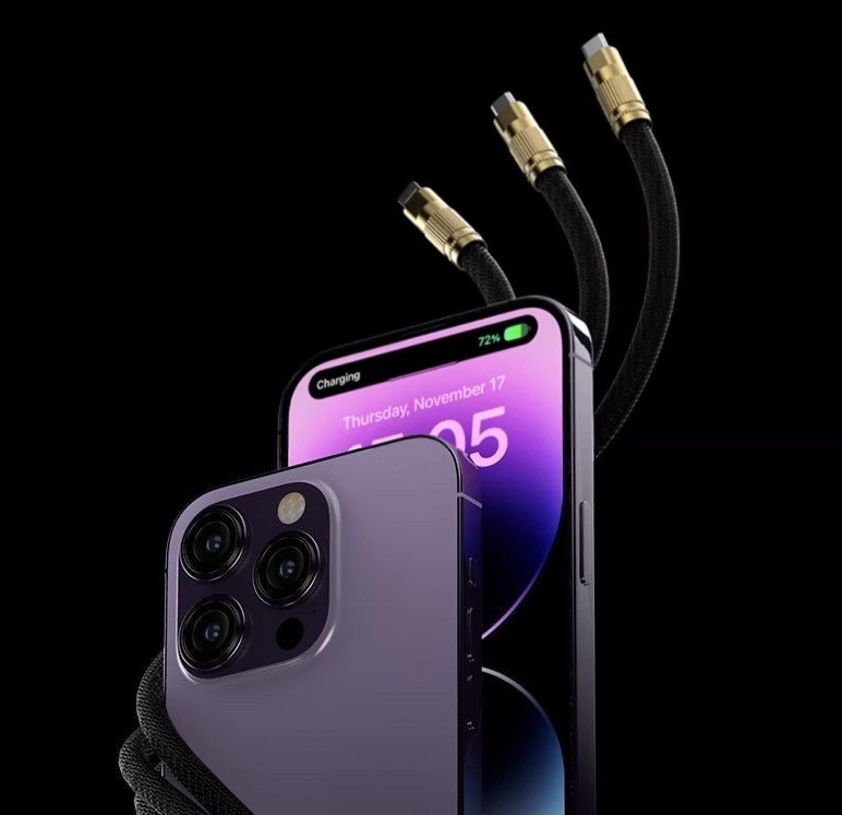 3-in-1 Braided Charging Cable: 120W for iPhone & Android