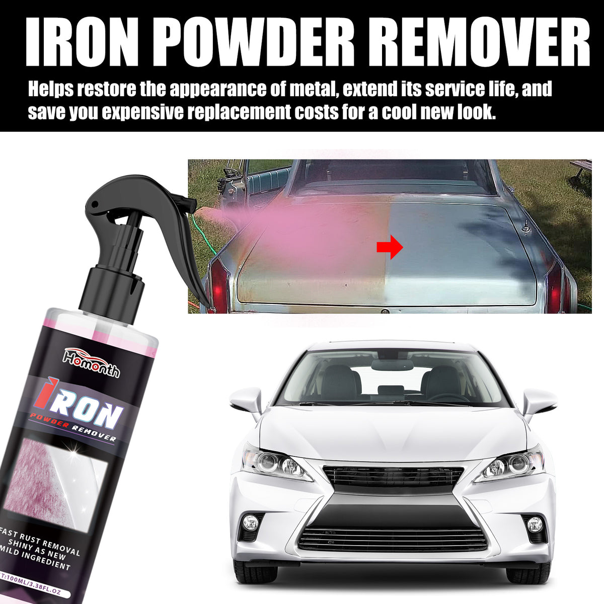 Wheel Rust Remover Spray for a Shiny Car Metal Finish