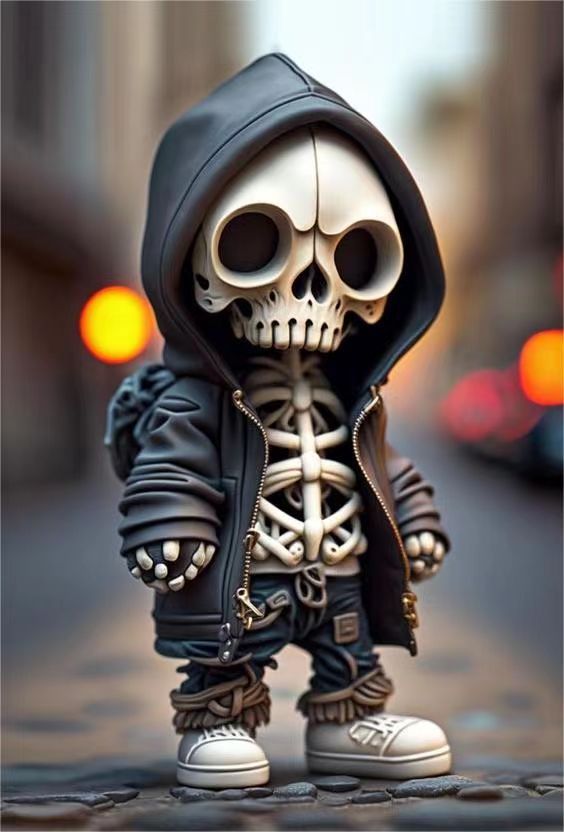Hooded Skeleton Figurine for Gothic Halloween Decor