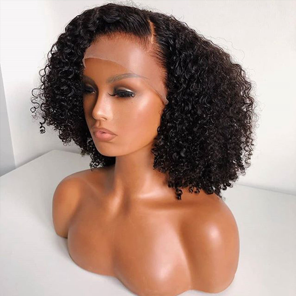 Curly Bob Front Lace Wig With Natural Hairline