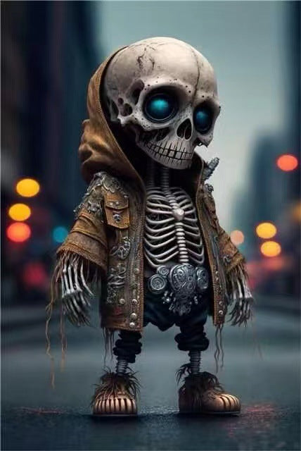 Hooded Skeleton Figurine for Gothic Halloween Decor