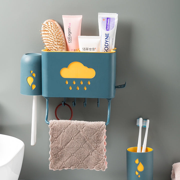 Punch-Free Toothbrush Holder Wall Rack for Bathroom