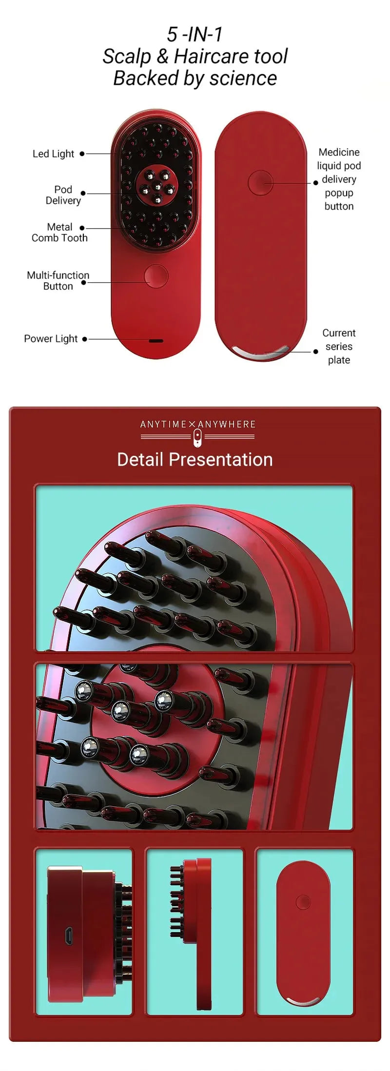 Red Light Scalp Brush for At-Home Hair Care Routine