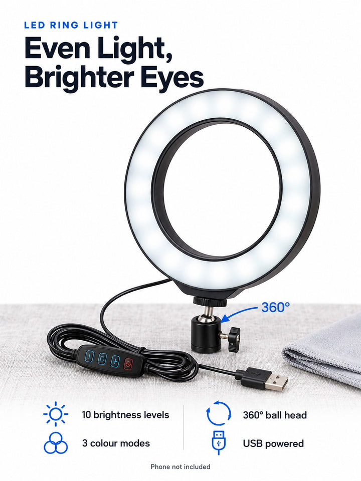12cm LED Ring Light with Tripod Ball Head for Vlogging