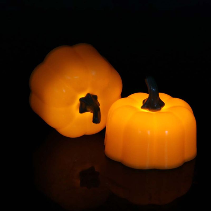 Pumpkin LED Tealights for Safe Halloween Party Ambiance